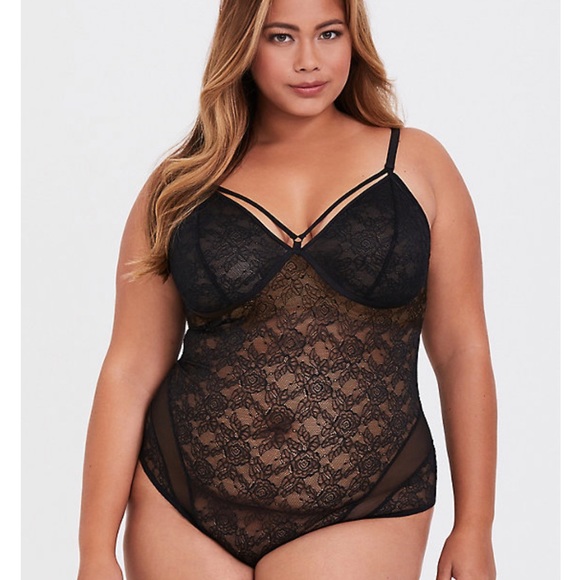 torrid Other - Torrid Black Lace Mesh Strappy Bodysuit